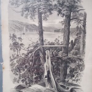 1870 Wood Engraving Hyde Park Hudson River